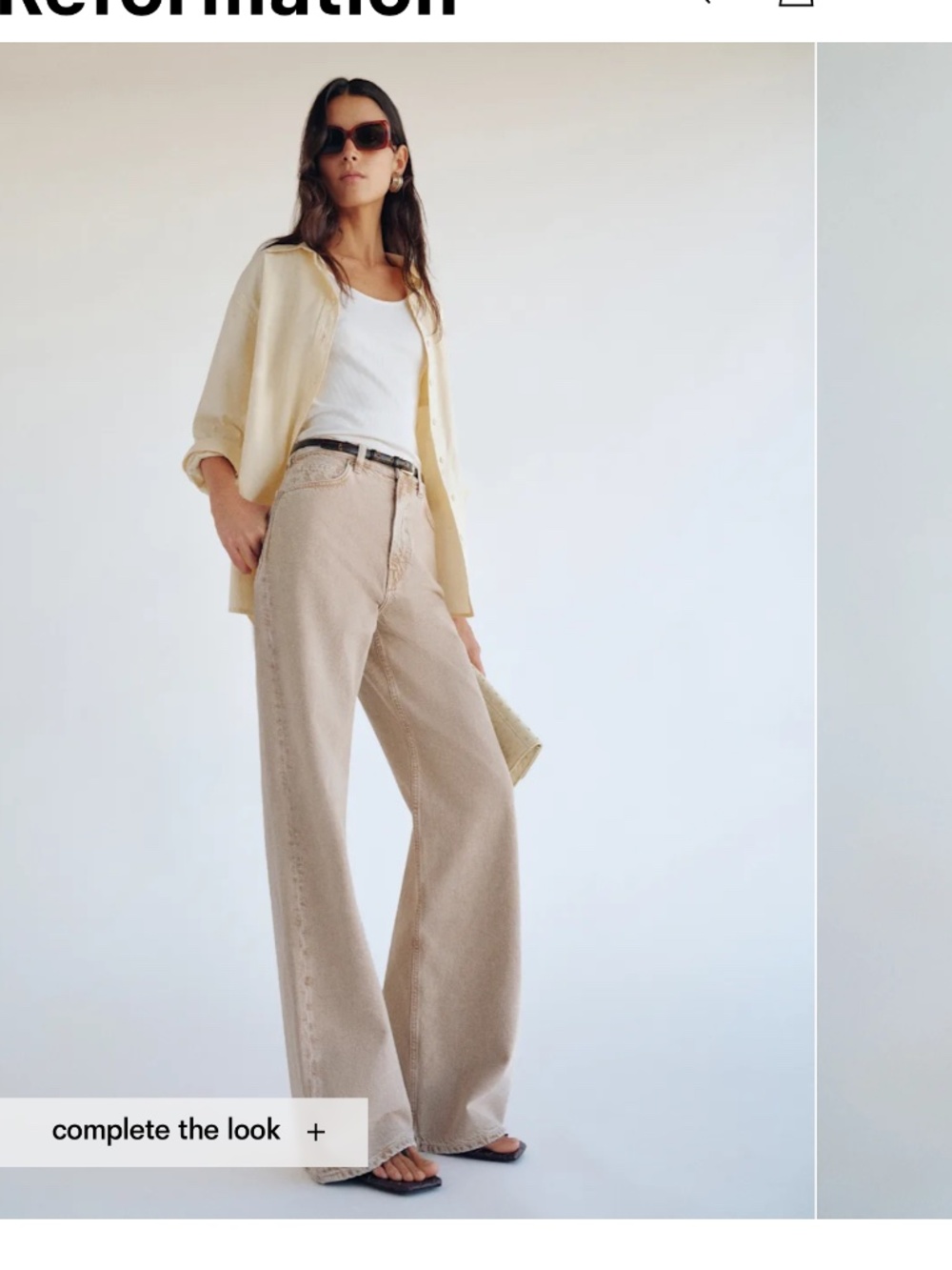 Reformation Cary High Rise Slouchy Wide Leg Jeans Natural - Size 26